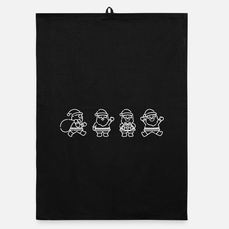 Santa Quartet Line Art Organic dish towel