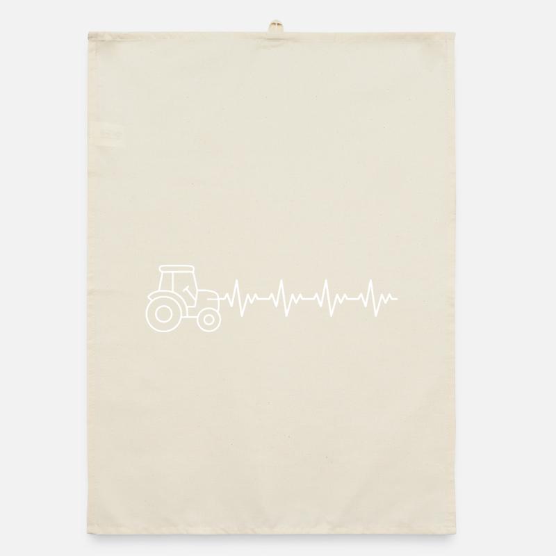 Tractor Bauer ECG Heartbeat Organic dish towel