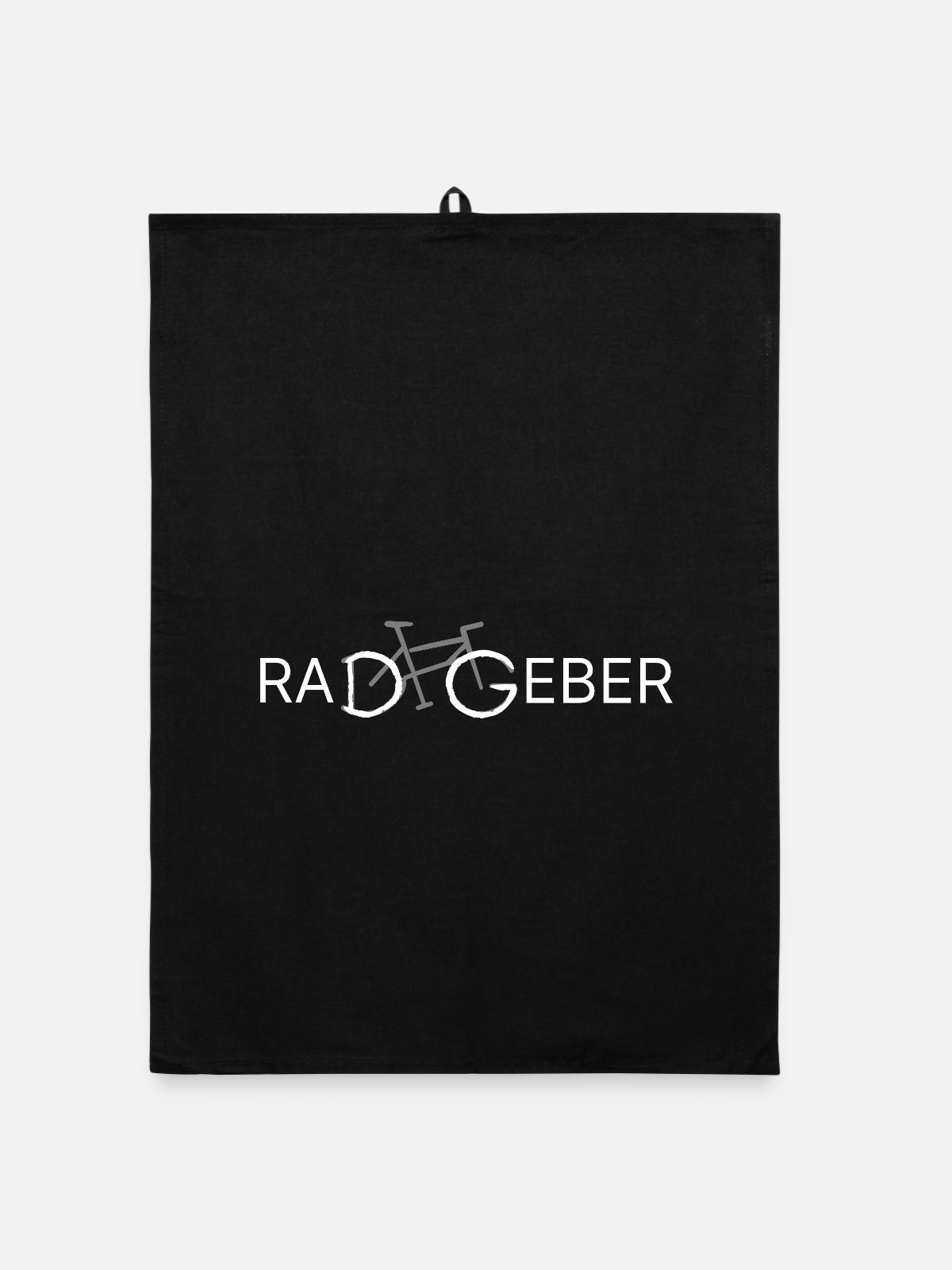 Radfahrer-Logo mit Fahrrad-Silhouette - Organic Geschirrtuch - Schwarz - Vorne