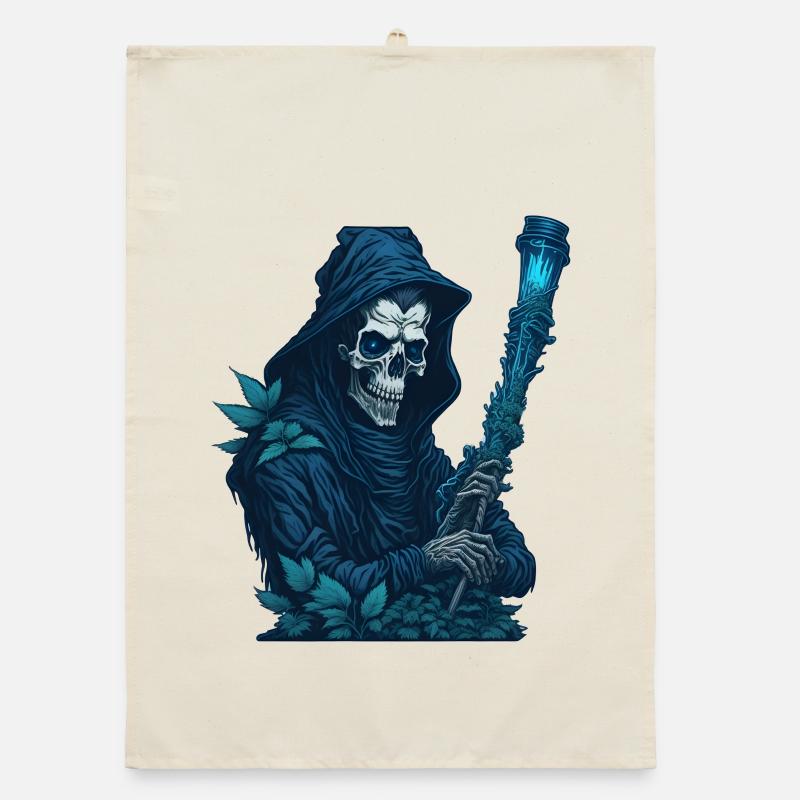 Grim Reaper with Grass Pipe Organic dish towel