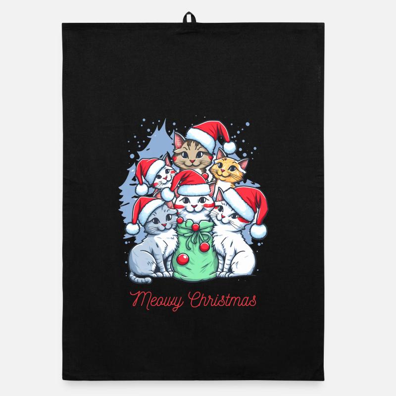 Conception de l’équipage de Noël de chat festif Torchon bio