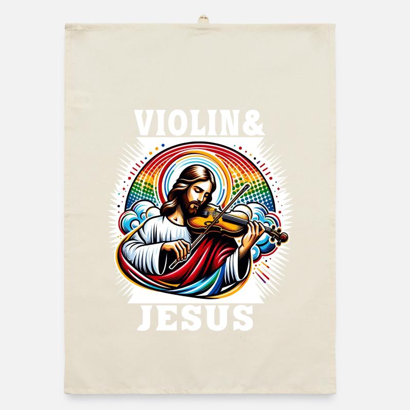 Conception musicale pour violon et Jésus Christ Torchon bio