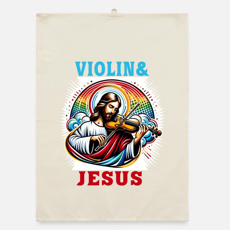 Conception musicale pour violon et Jésus Christ Torchon bio