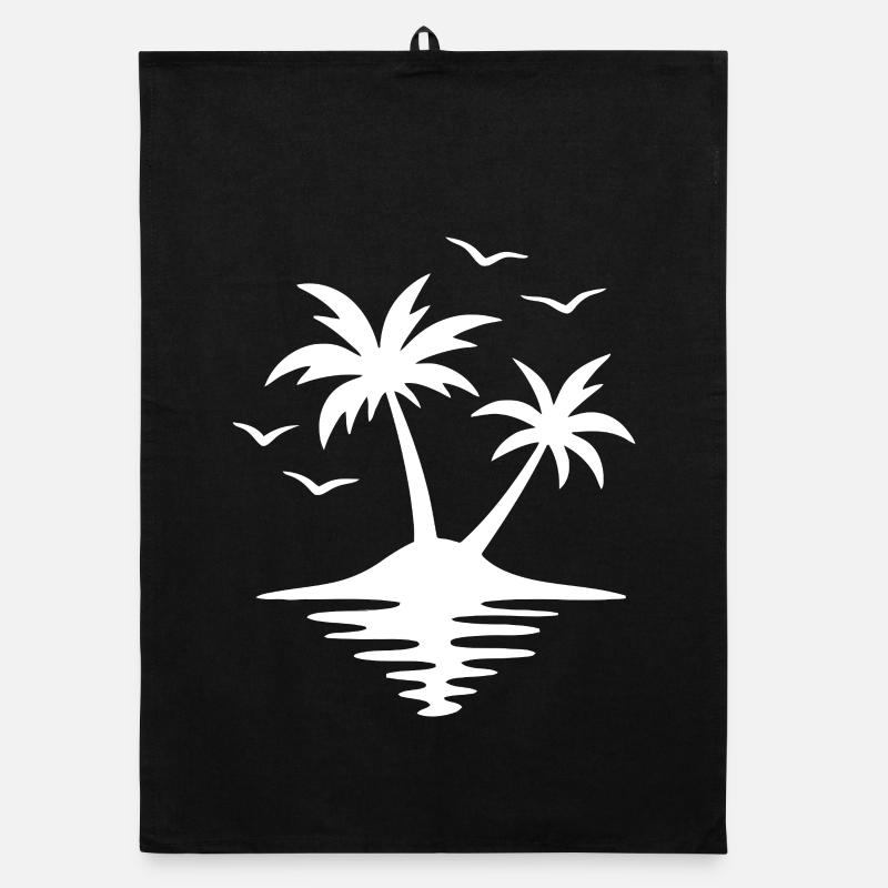 Silhouette de palmier coucher de soleil tropical Torchon bio