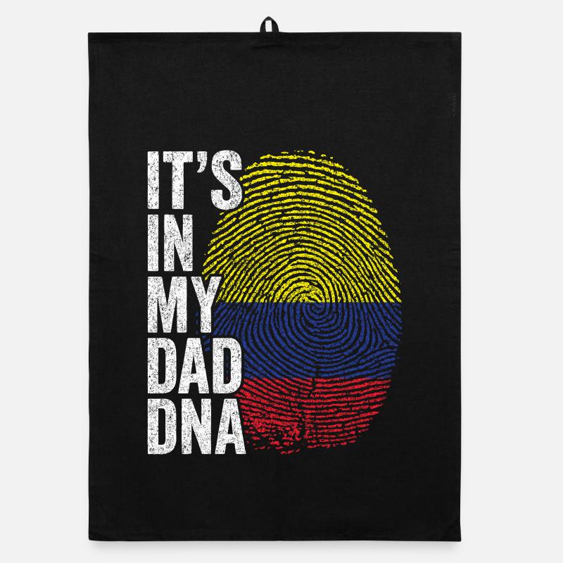 Drapeau Colombie Empreinte Papa Colombien - Torchon bio - noir
