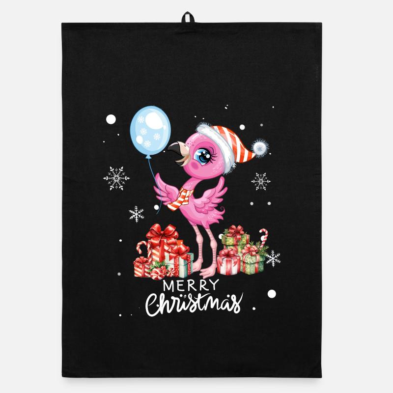 Flamingo à Noël. Cadeau de Noël Torchon bio