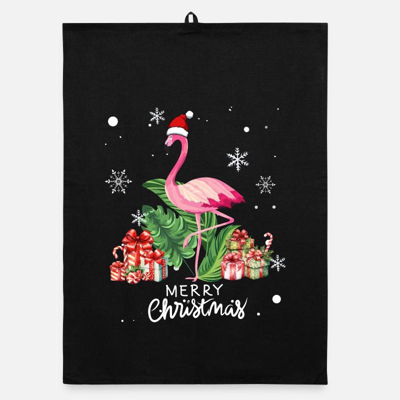 flamingo christmas Organic dish towel