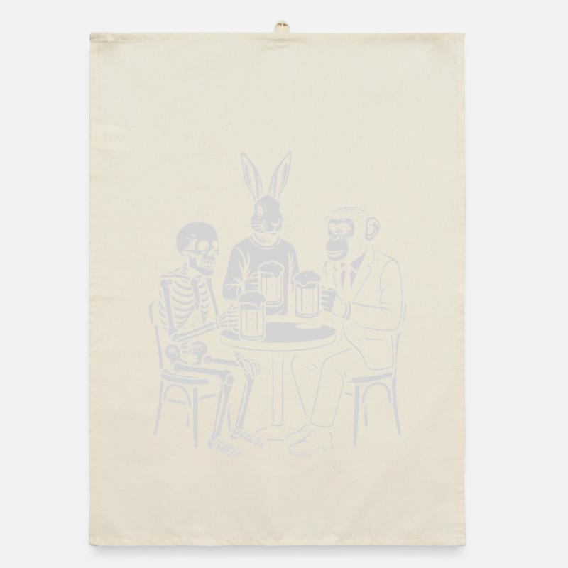 Pub Night Trio: Skeleton Rabbit and monkey Organic dish towel