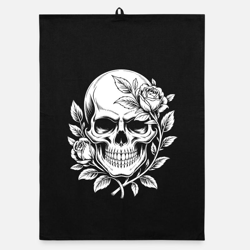 Rosen Skull Schädel Organic Geschirrtuch