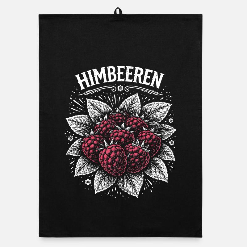 Illustration de framboises imprimé rose Torchon bio