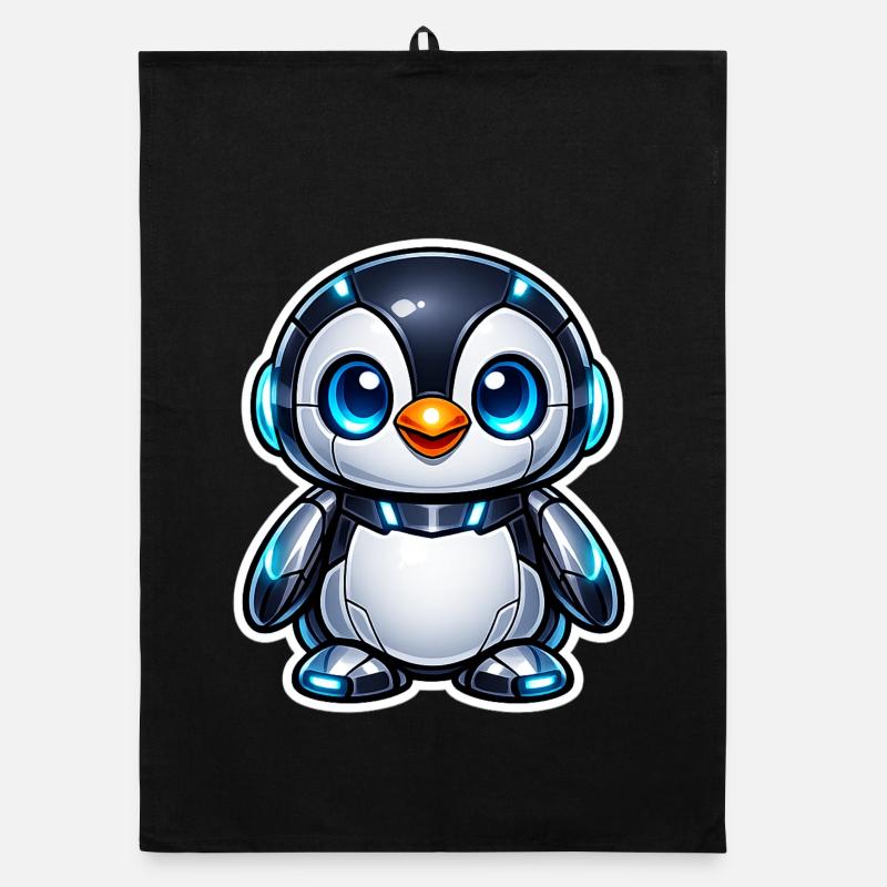 Futuristic penguin robot Organic dish towel