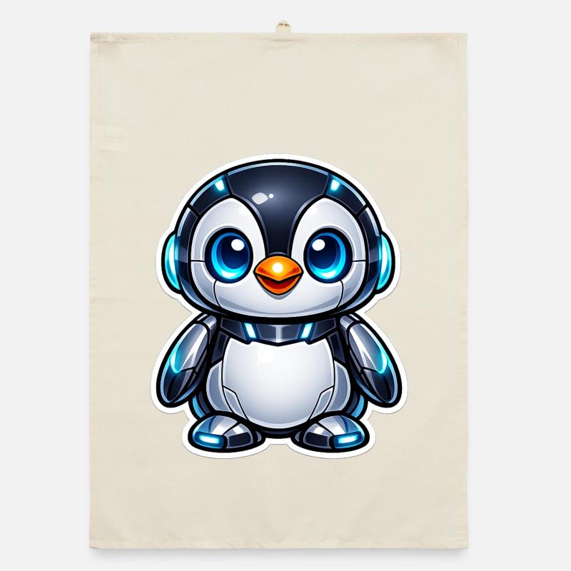 Futuristic penguin robot Organic dish towel