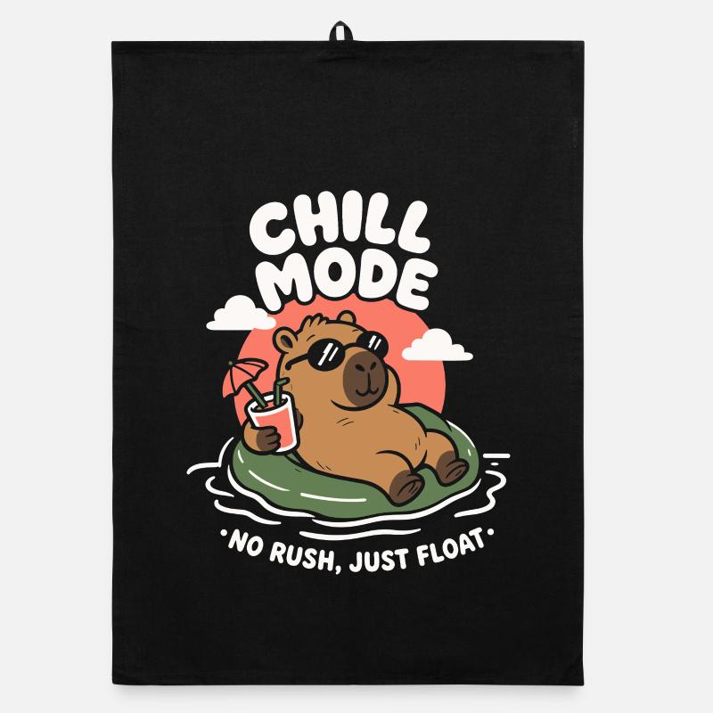 Chill Mode Summer Capybara Organic Geschirrtuch