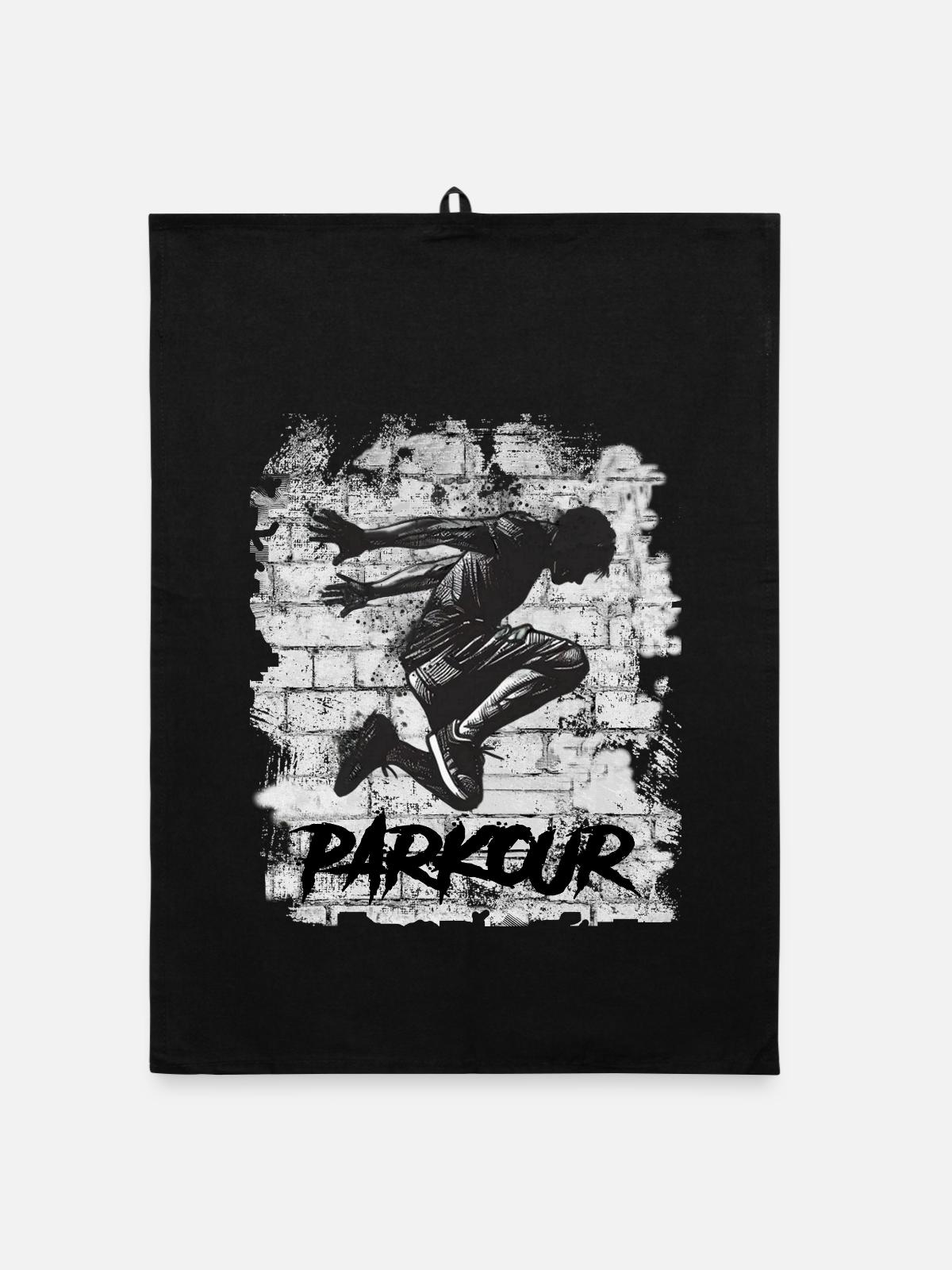 Parkour - Organic Geschirrtuch - Schwarz - Vorne