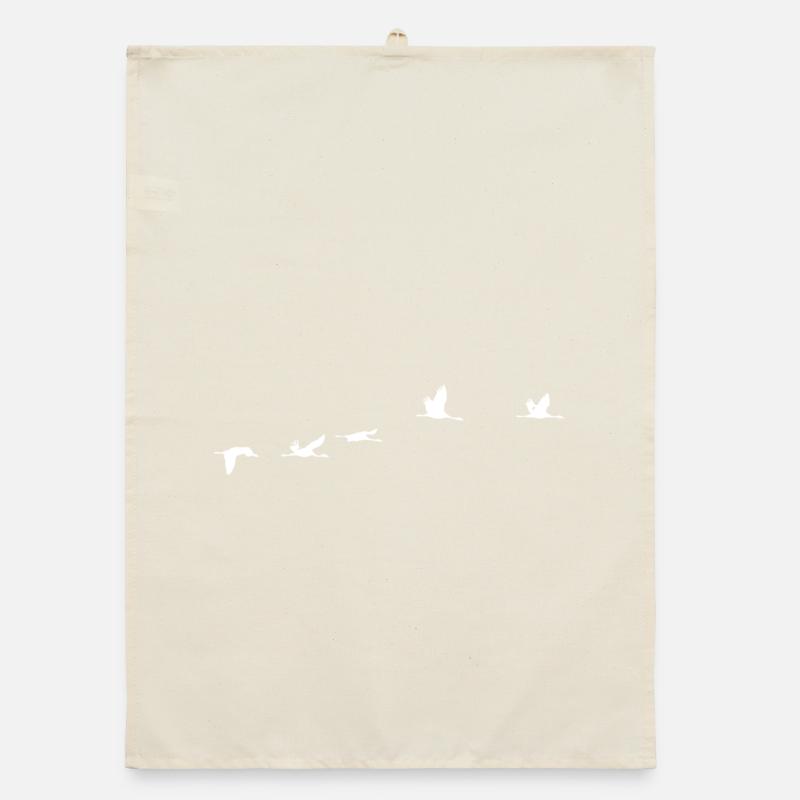 Migratory birds white crane Organic dish towel