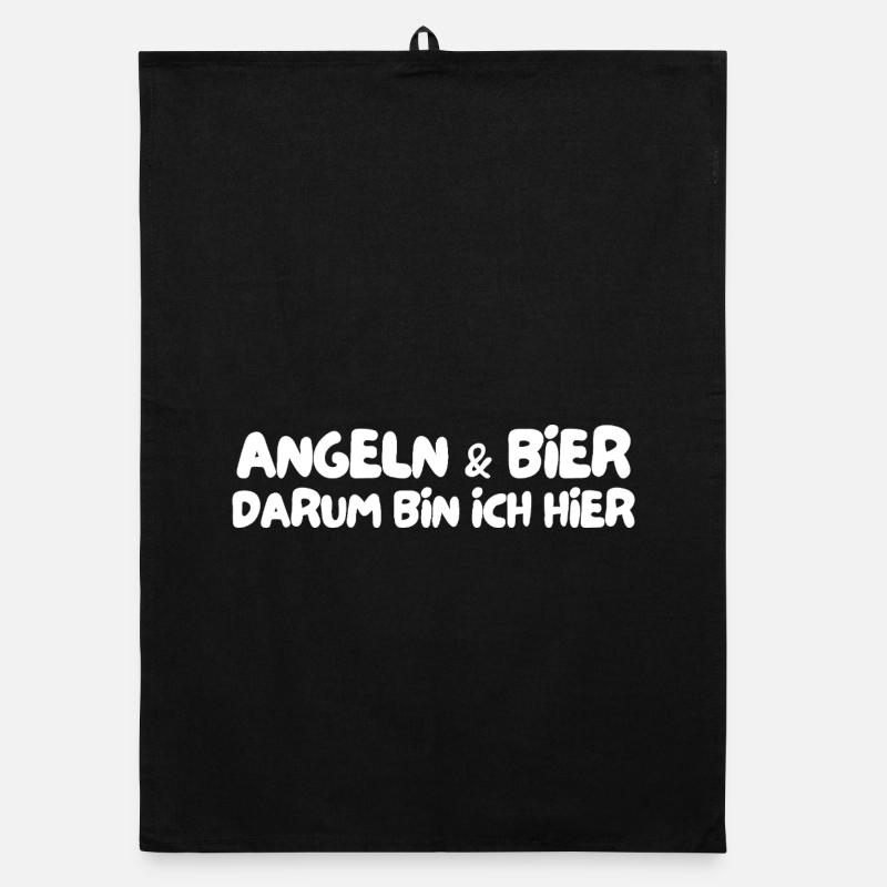 Angeln & Bier darum bin ich hier Organic Geschirrtuch