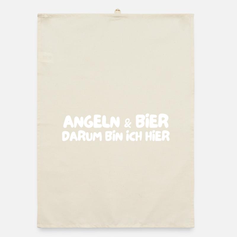 Angeln & Bier darum bin ich hier Organic Geschirrtuch