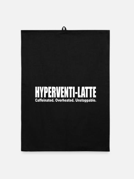 Hyperventi-Latte Coffee Lovers Caffein Heat Run - Organic dish towel - black - Front