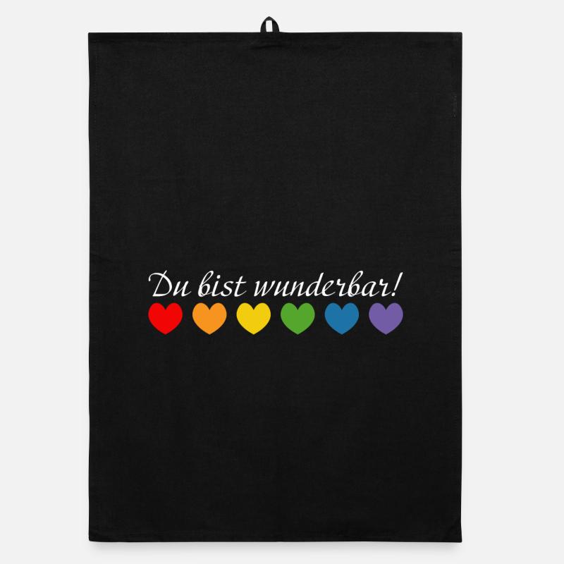 Regenbogenherzchen du bist wunderbar white Organic Geschirrtuch