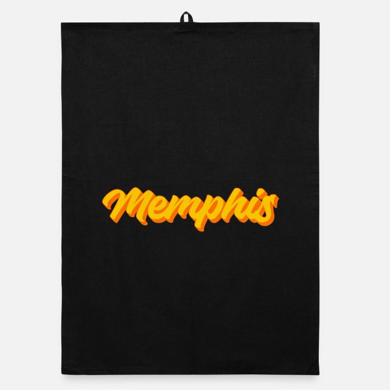 Memphis Retro Script Sunset - Organic dish towel - black