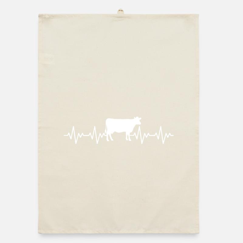 Bauer Kuh EKG Herzschlag Geschenk für Bauer oder  Organic Geschirrtuch