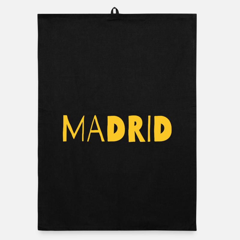 Madrid Bold Cityscape in Yellow Organic dish towel