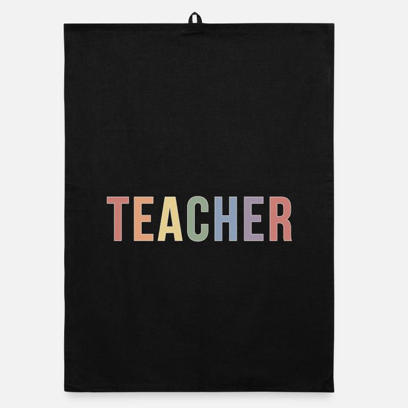 Soft Pride Teacher Typographie Design au look des années 90 - Torchon bio - noir