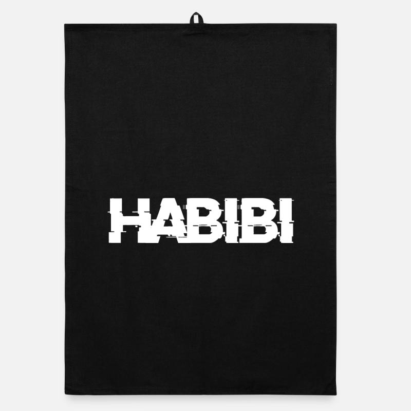 Habibi Schriftzug - Organic Geschirrtuch - Schwarz