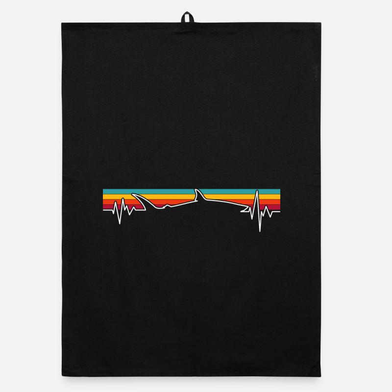 Retro Sunset Wolf Pulse Organic dish towel