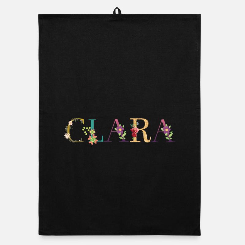 CLARA Name mit Blumen geschmückt Organic Geschirrtuch