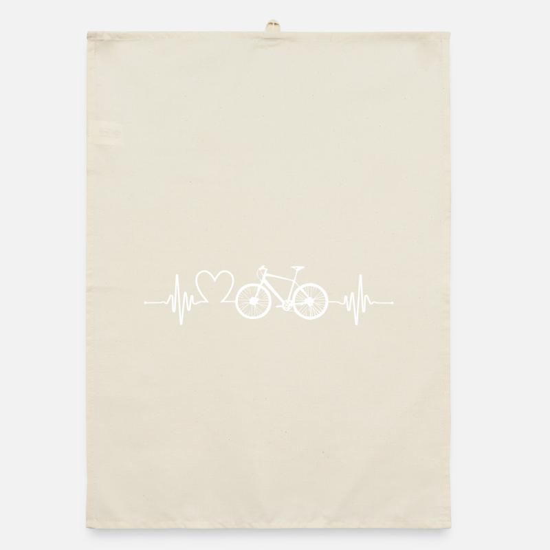 Heartbeat Bicycle Lineart Organic dish towel