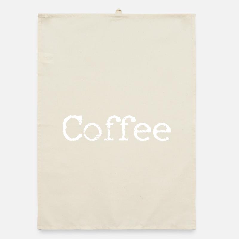 Coffee Scribble White on Black Organic dish towel