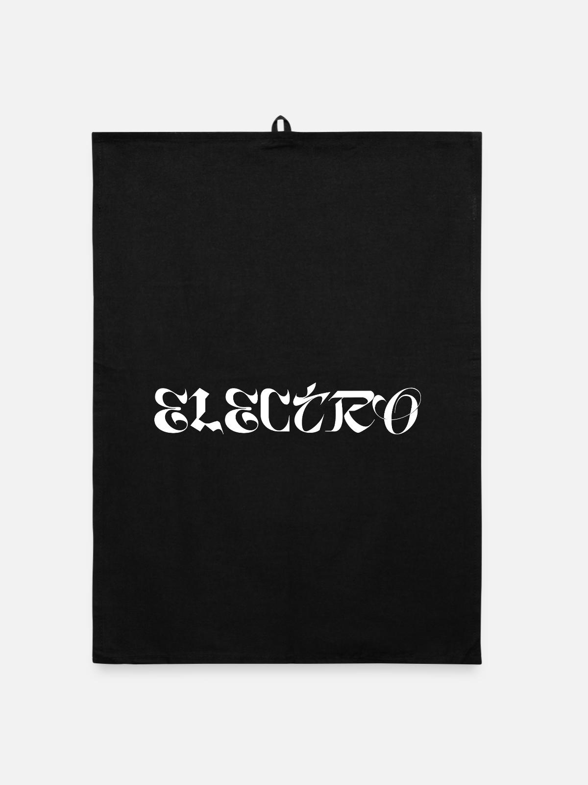 Minimal electro logo - Organic dish towel - black - Front