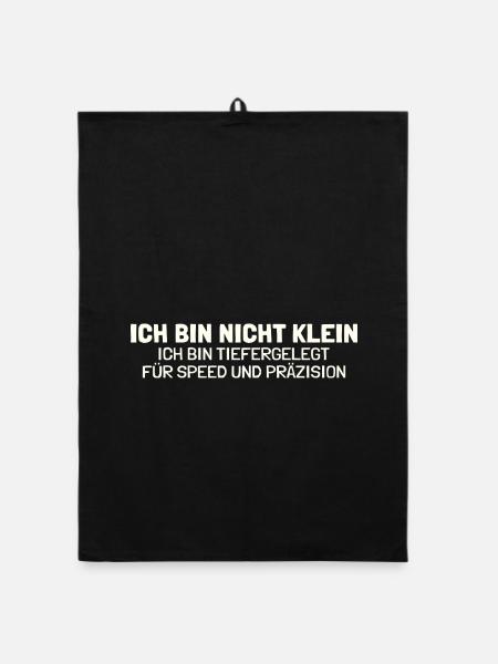 Nicht klein tiefergelegt Lustiger Spruch Tuning - Organic Geschirrtuch - Schwarz - Vorne