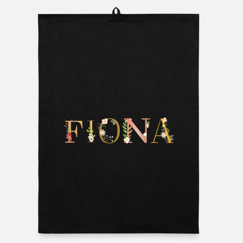 FIONA Name mit Blumen geschmückt Organic Geschirrtuch