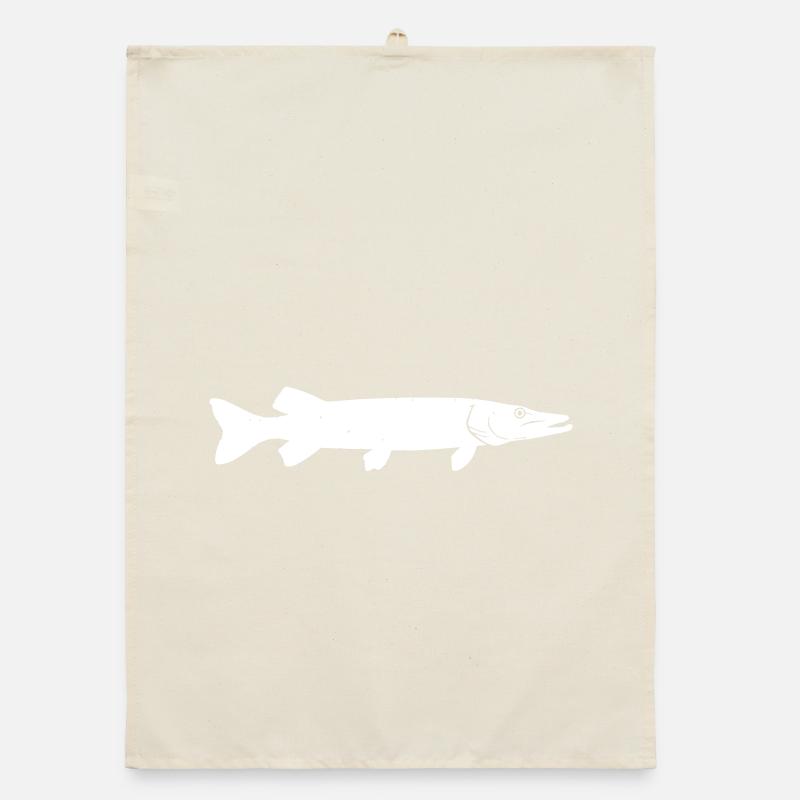 Pike Attack: Powerful predator fish design Organic dish towel