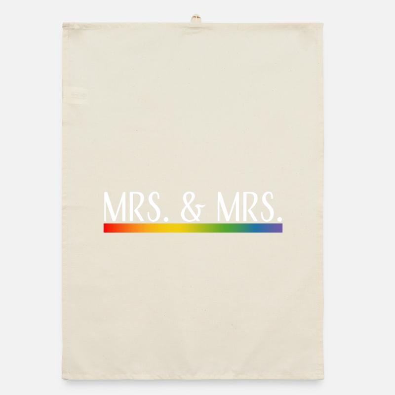 Rayures arc-en-ciel Mme et Mme blanches Torchon bio