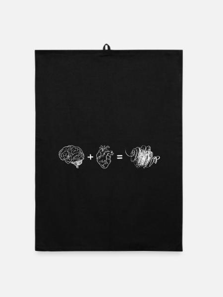 Brain Heart Fusion - Organic dish towel - black - Front