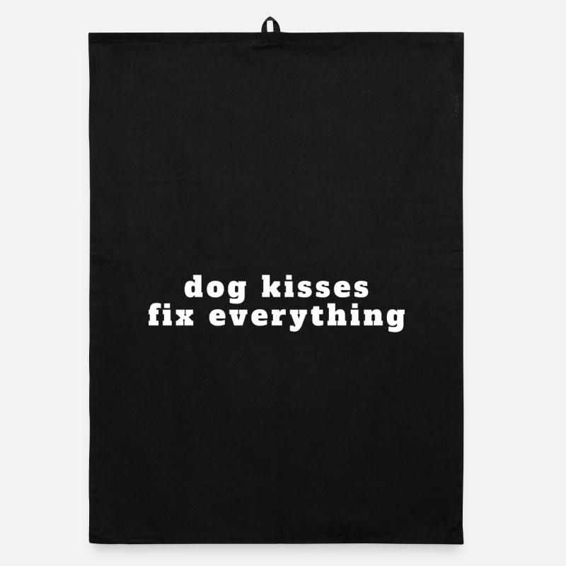 Les baisers de chien résolvent tout - Mignon dicton de chien Torchon bio
