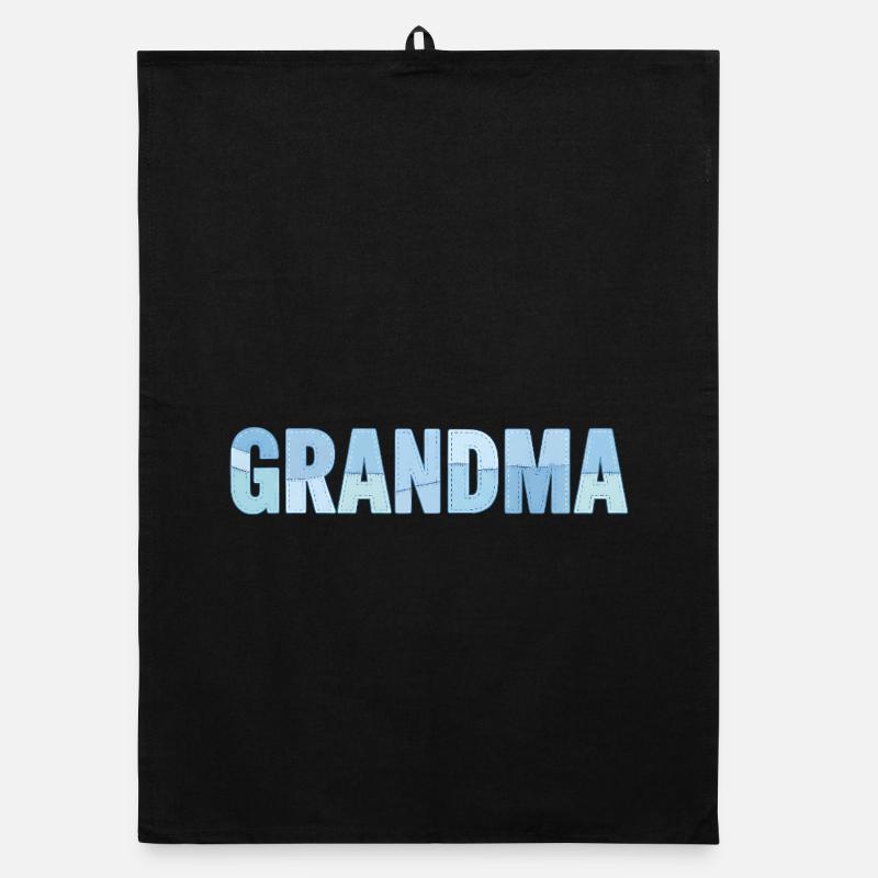 Coutures de grand-mère – patchwork bleu brodé Torchon bio