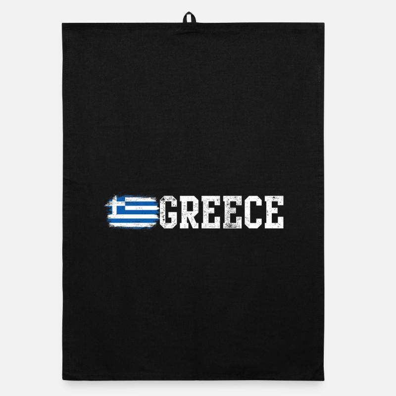 Typografie der griechischen Flaggen-Pinselkunst - Organic Geschirrtuch - Schwarz