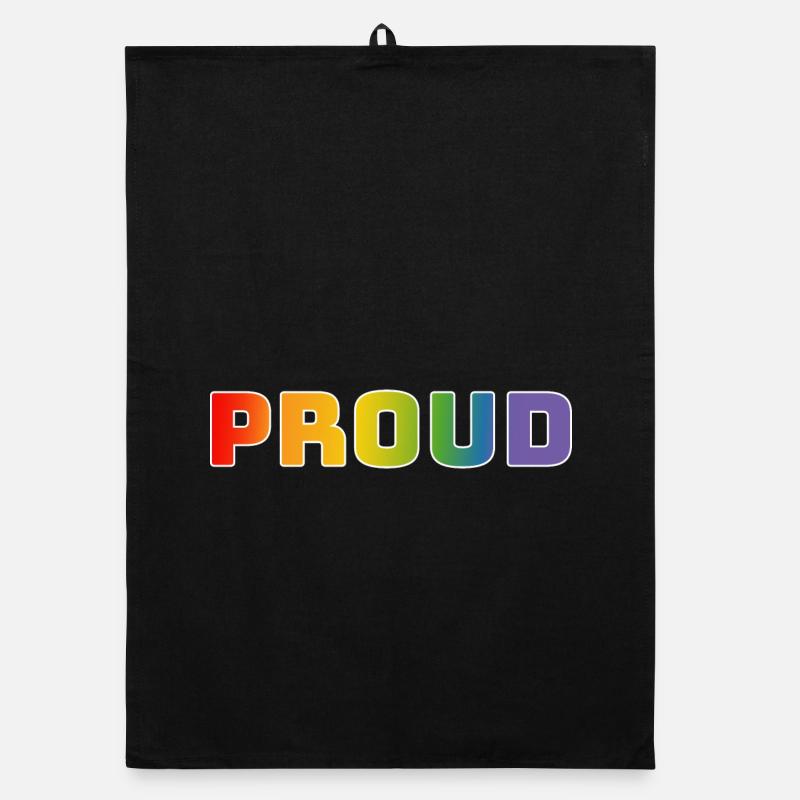 Regenbogen proud weiss - Organic Geschirrtuch - Schwarz