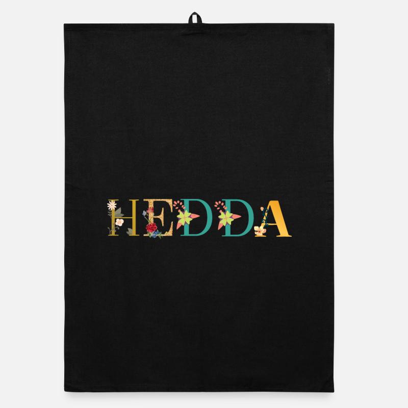 Le nom HEDDA est décoré de fleurs Torchon bio