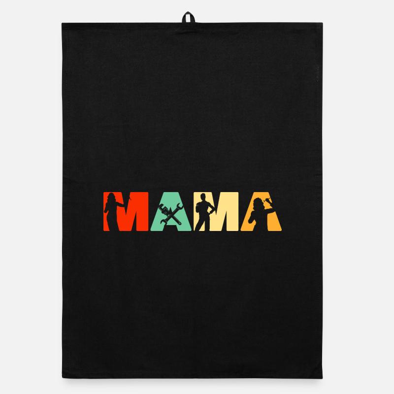 Typographie rétro de la silhouette de Mama Mechanic Torchon bio