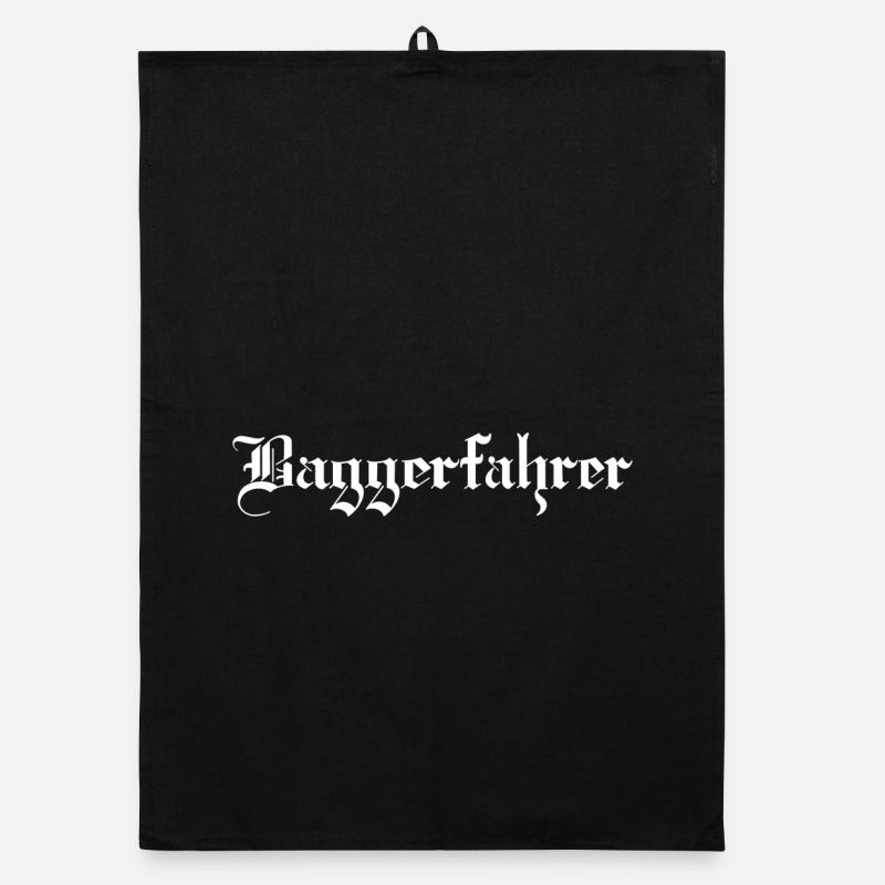 Der Baggerfahrer - Organic Geschirrtuch - Schwarz