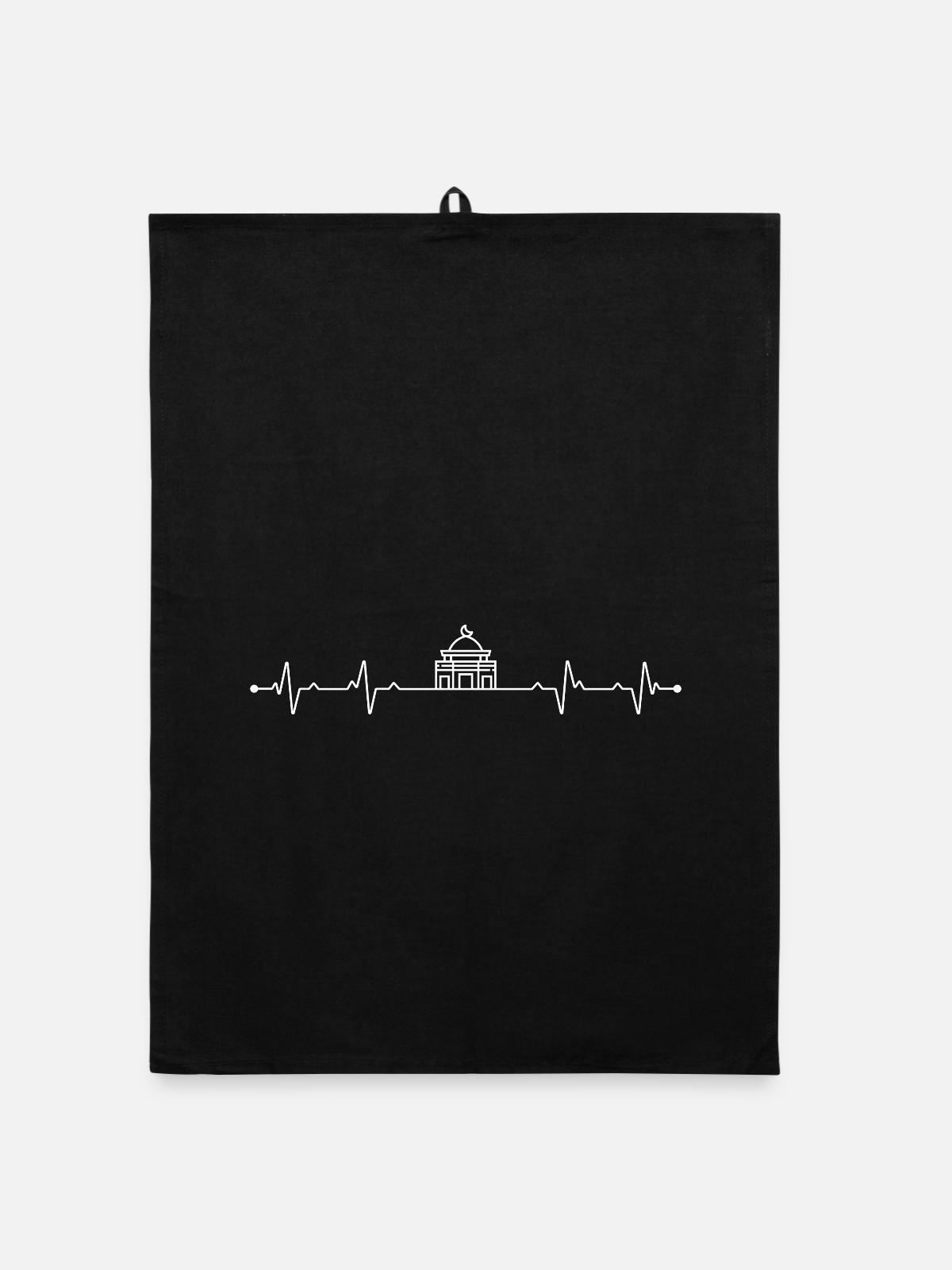 Herzschlag Al-Aqsa-Moschee - Organic Geschirrtuch - Schwarz - Vorne