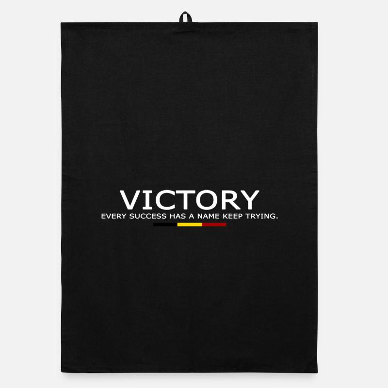 Victory EVERY SUCCESS HAS A NAME KEEP TRYING BELGE Torchon bio