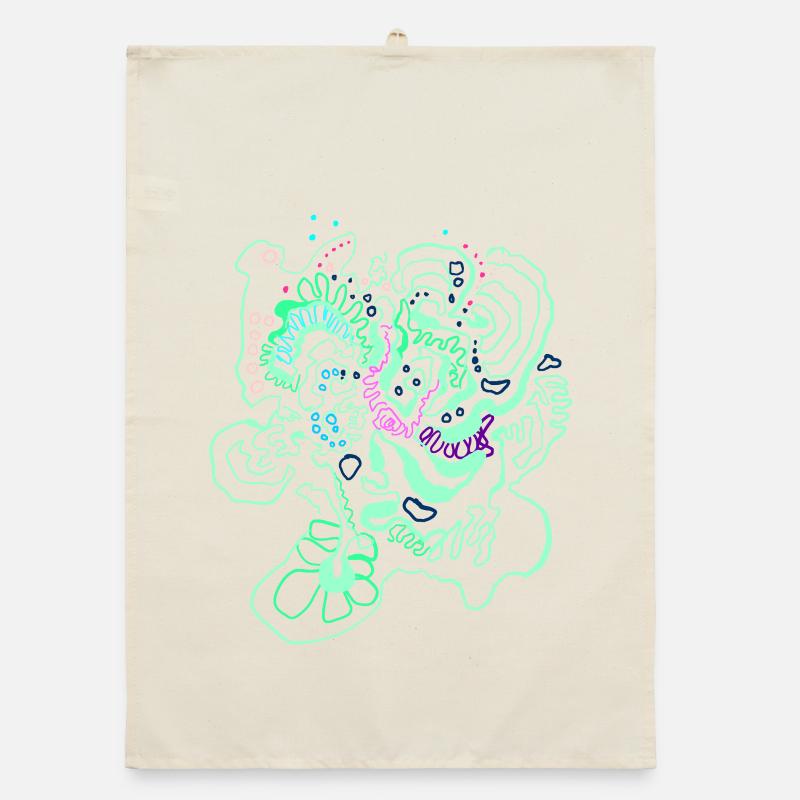 Coral Map / Floral Pattern Organic dish towel