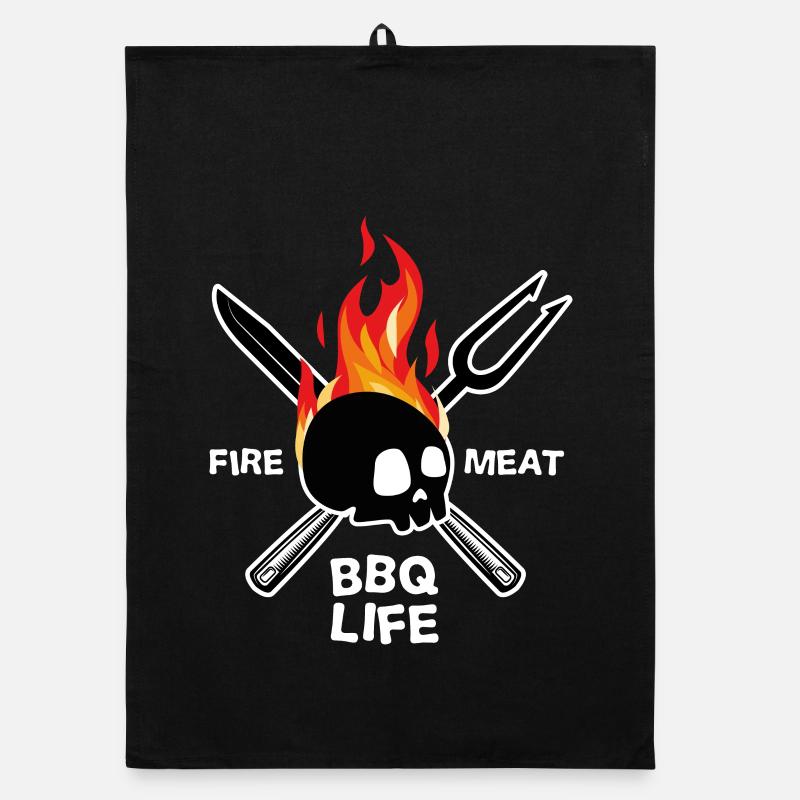 Barbecue BBQ Life Skull Gift Kitchen Organic dish towel