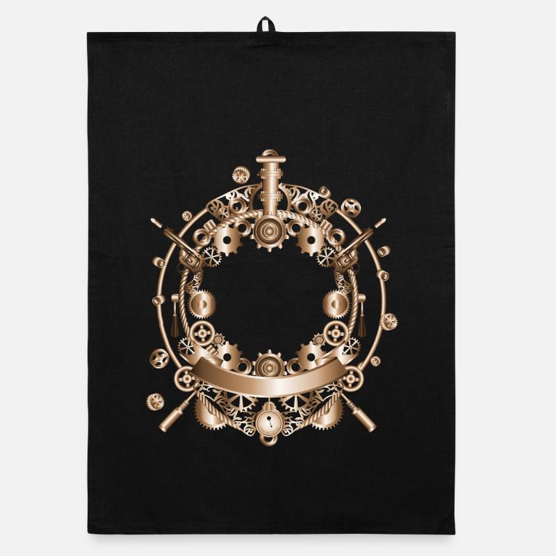 Steampunk frame in steam engine look Organic dish towel